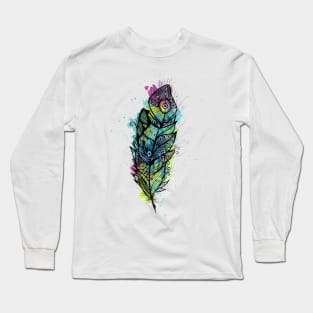 Watercolor Feather Tattoo Long Sleeve T-Shirt